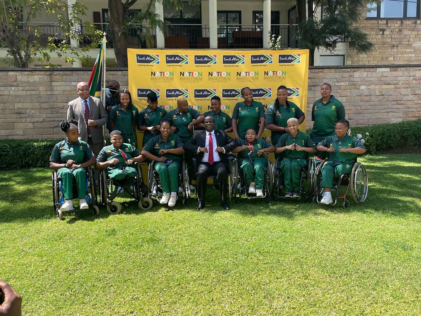 ​​​​H.E. Ambassador Makaya addressing South Africa’s wheelchair basketball team who are competing against various African countries, on 25 January 2022